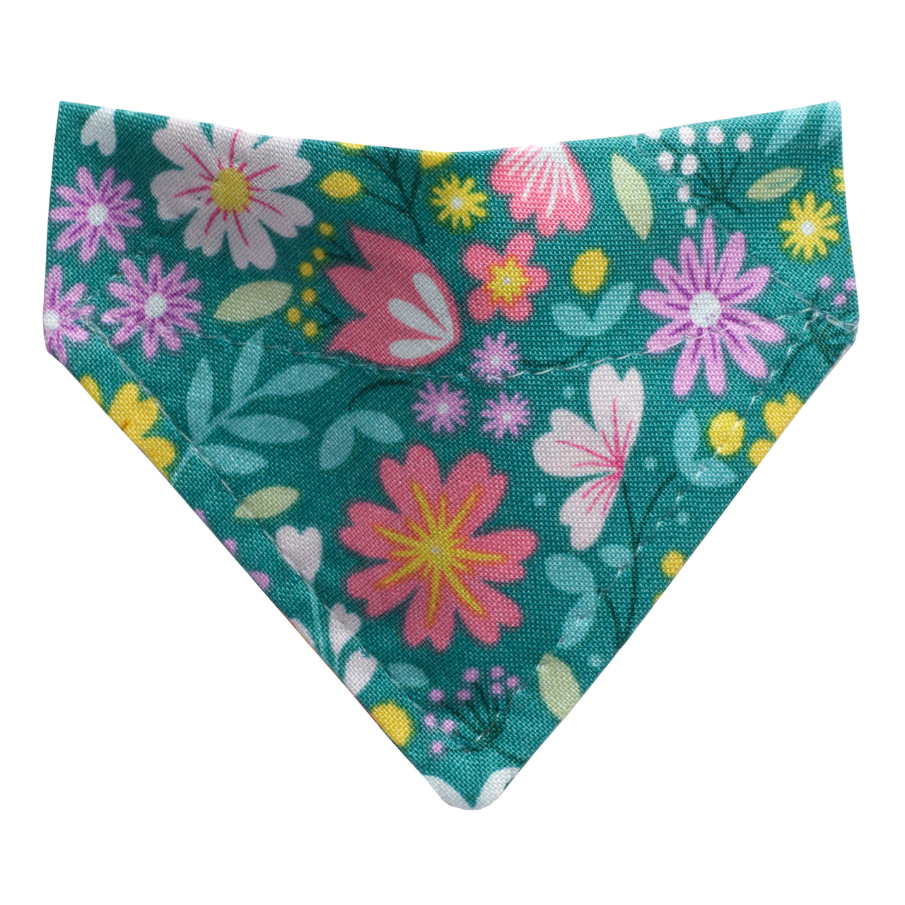 Bandana for cats and small dogs. Teal with pastel flowers