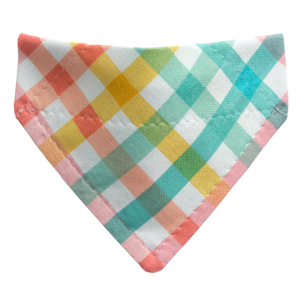 Pastel plaid print bandana for cats or small dogs