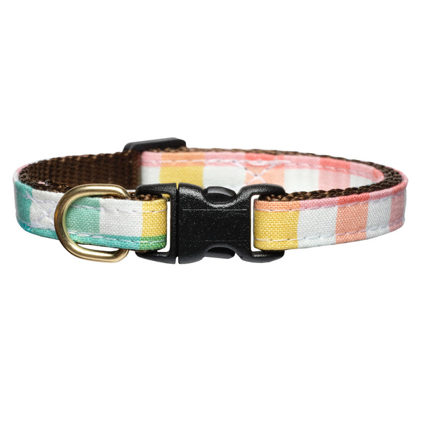 Cat Collar with pastel plaid print
